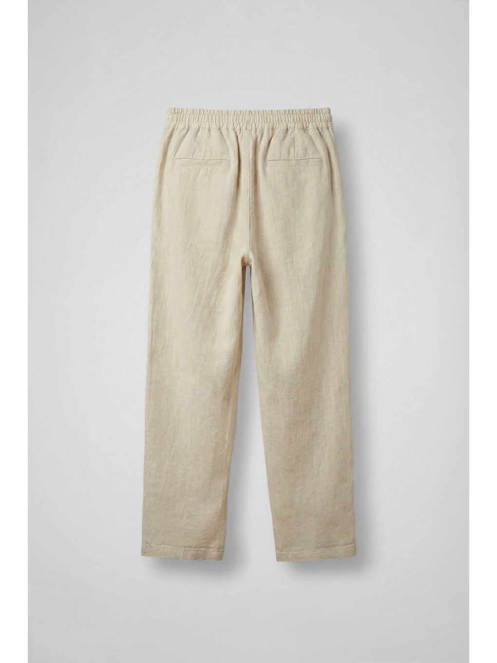 Erkek Baggy Keten Şerit Detaylı Lastik Bel Pantolon Bej-1