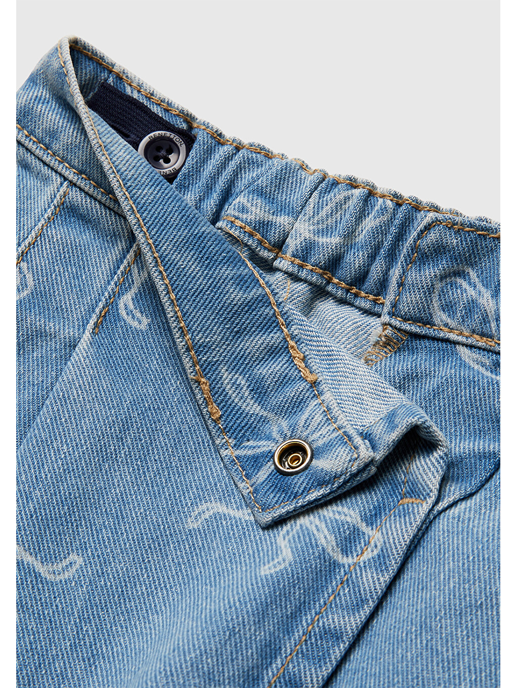 Kız Bebek Mavi Asimetrik Mini Denim Etek-2