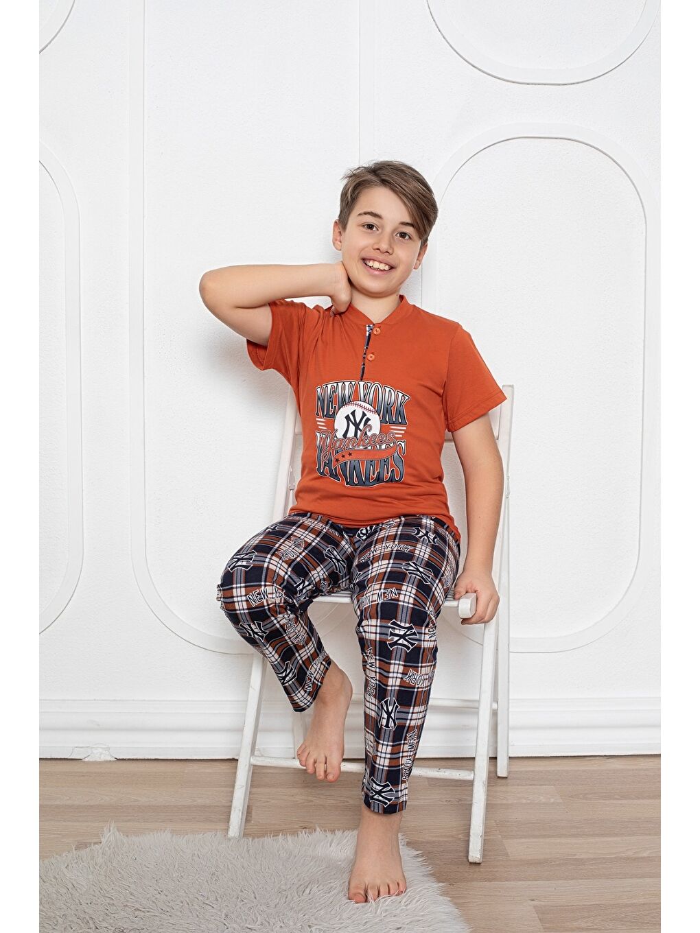 Kapi Kids Kahverengi Erkek Çocuk 2 Düğmeli Pijama Takımı Mnx 5077-78