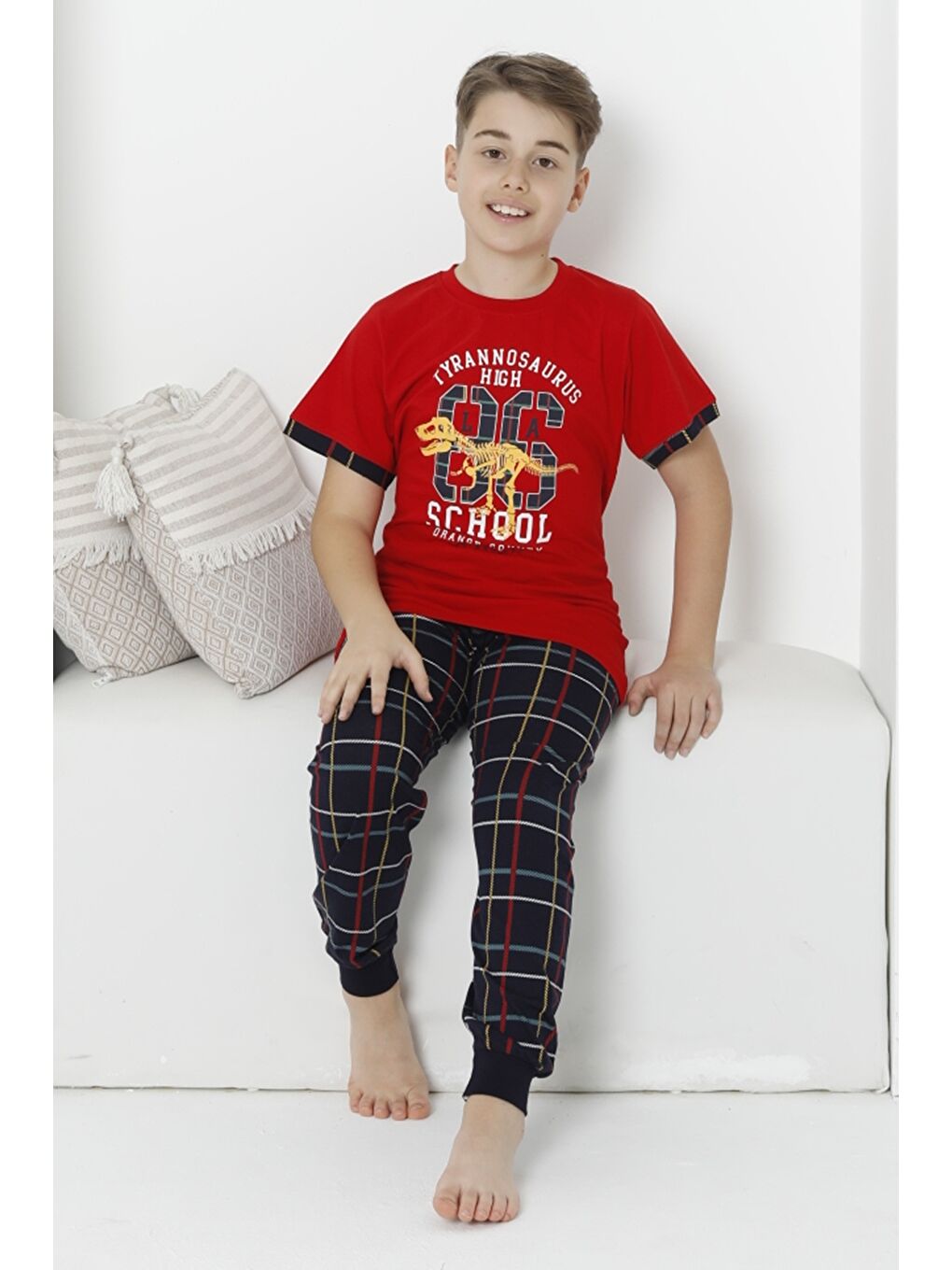 Kapi Kids Kırmızı Erkek Çocuk Yazı Baskılı Pijama Takımı Mnx 5073-74