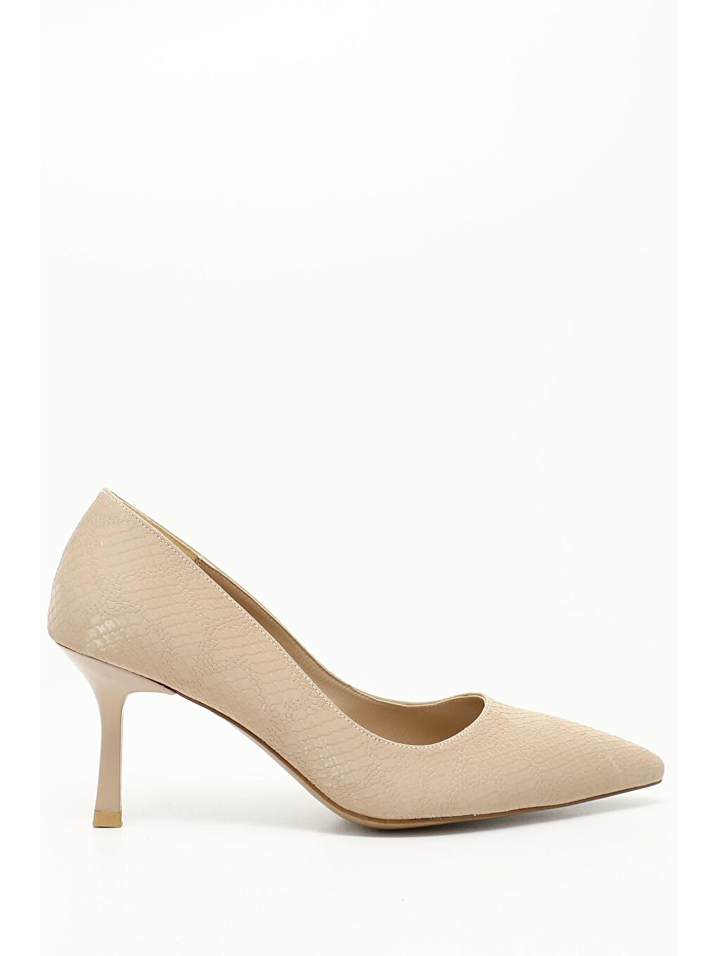 Bej Nude Sivri Burun Topuklu Kadın Ayakkabı 35716