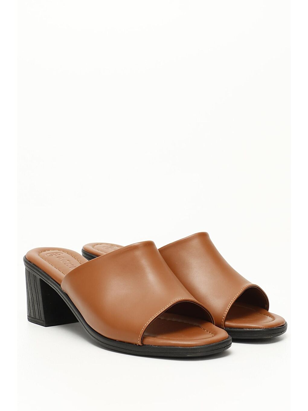 Kahverengi TABA-BEJ  Orta Kalın Topuklu Kadın Terlik 35707-1