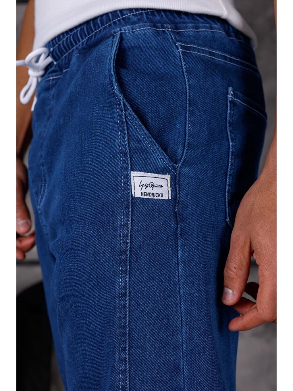 Mavi Hend 8186 Slim Fit Elastanlı Beli ve Paçası Lastikli İpli Jogger Kesim Erkek Jean Pantolon-2