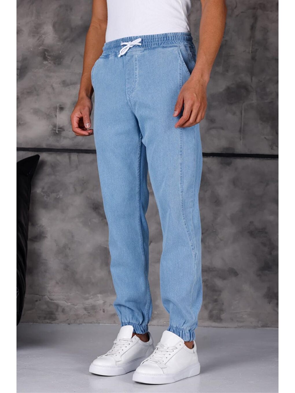 Mavi Hend 8186 Slim Fit Elastanlı Beli ve Paçası Lastikli İpli Jogger Kesim Erkek Jean Pantolon-2