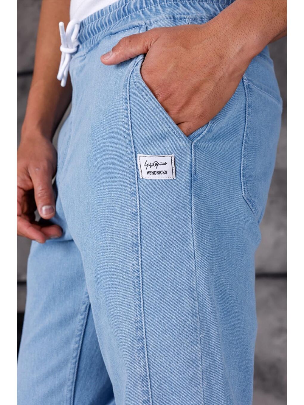 Mavi Hend 8186 Slim Fit Elastanlı Beli ve Paçası Lastikli İpli Jogger Kesim Erkek Jean Pantolon-3