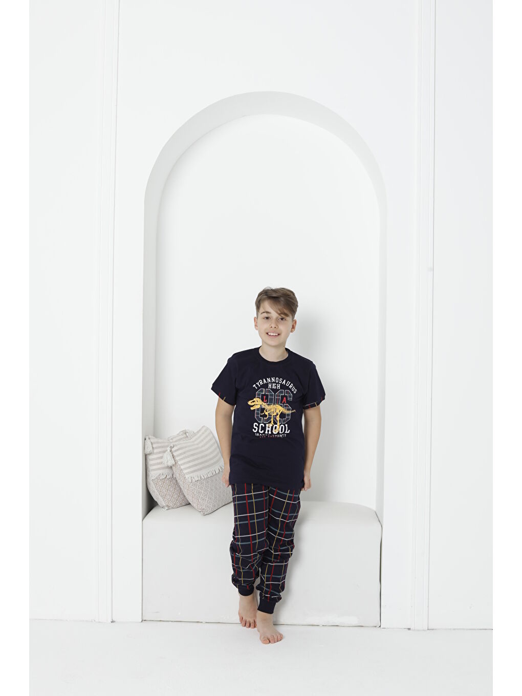 Kapi Kids Lacivert Erkek Çocuk Yazı Baskılı Pijama Takımı Mnx 5073-74 - 1