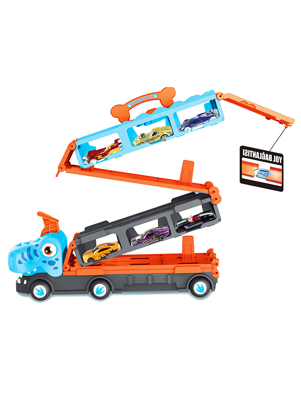 Oyuncak Parkurlu Araba Fırlatan Dinozor Mavi-1