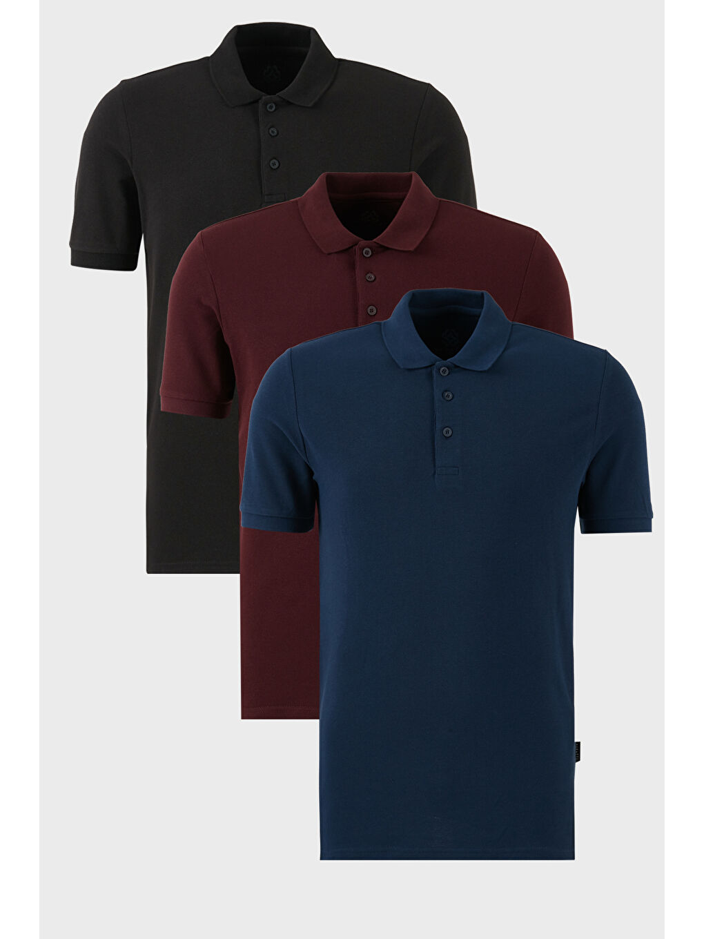 Siyah Pamuklu Regular Fit Düğmeli Polo Yaka 3'lü Paket Tişört 5902127S3