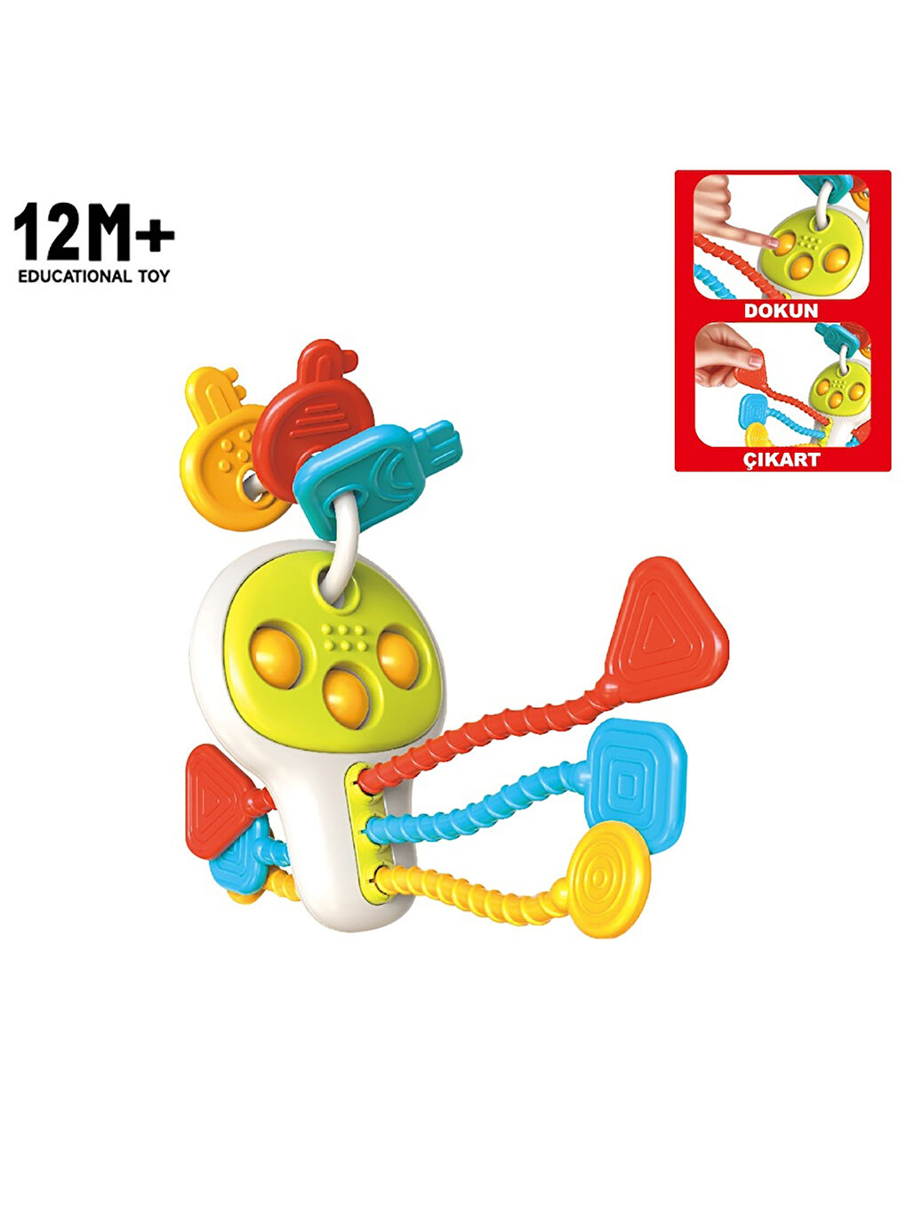 Eğitici Poppitli Cırcırlı Bebek Anahtarlığı Yeşil-1