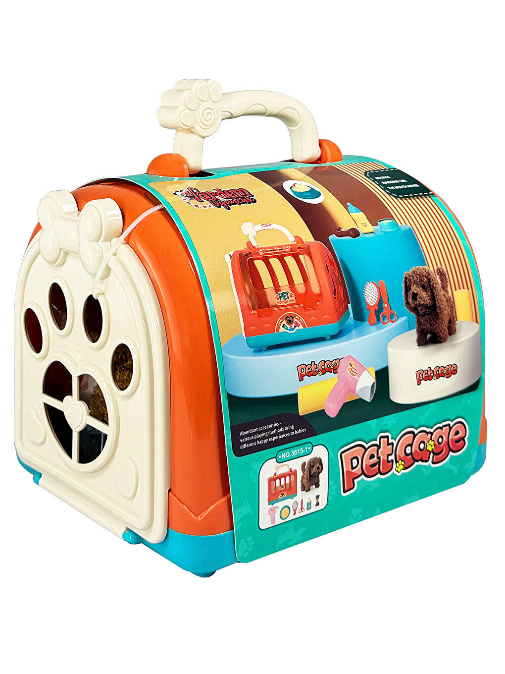 Taşıma Cantalı Sesli Hareketlı Köpek Set Turuncu