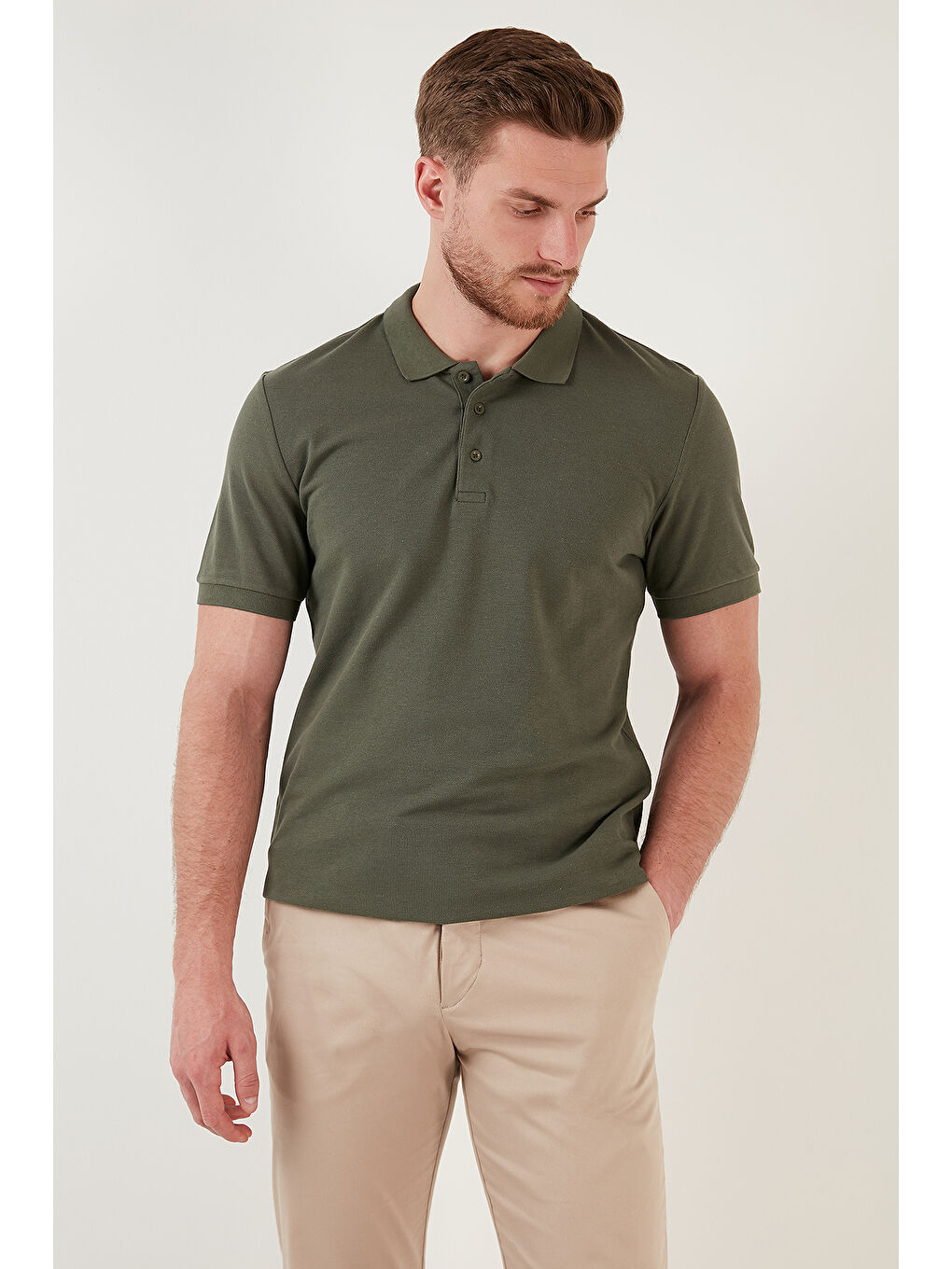 Yeşil Pamuklu Regular Fit Düğmeli Polo Yaka 3'lü Paket Tişört 5902127S3-1