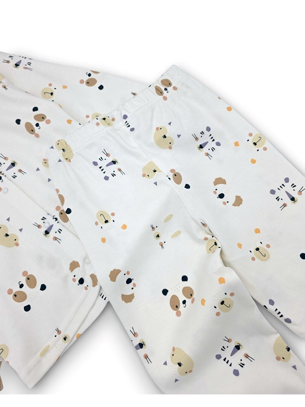 Ekru Erkek Çocuk Baskılı Çıtçıtlı Mevsimlik Gecelik Pijama Takımı L Alt Üst 2'li Takım-4