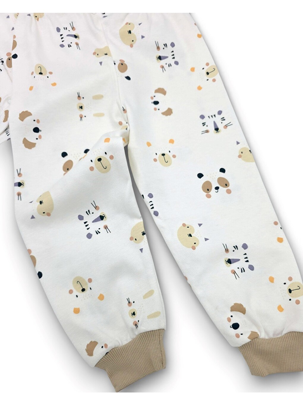Ekru Erkek Çocuk Baskılı Çıtçıtlı Mevsimlik Gecelik Pijama Takımı L Alt Üst 2'li Takım-5