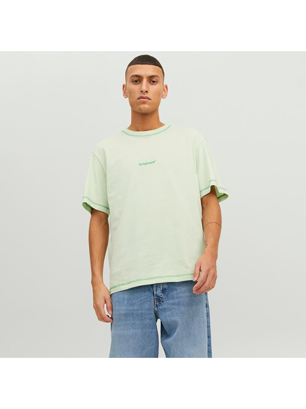 Jack & Jones Faded Erkek Yeşil Bisiklet Yaka Tişört