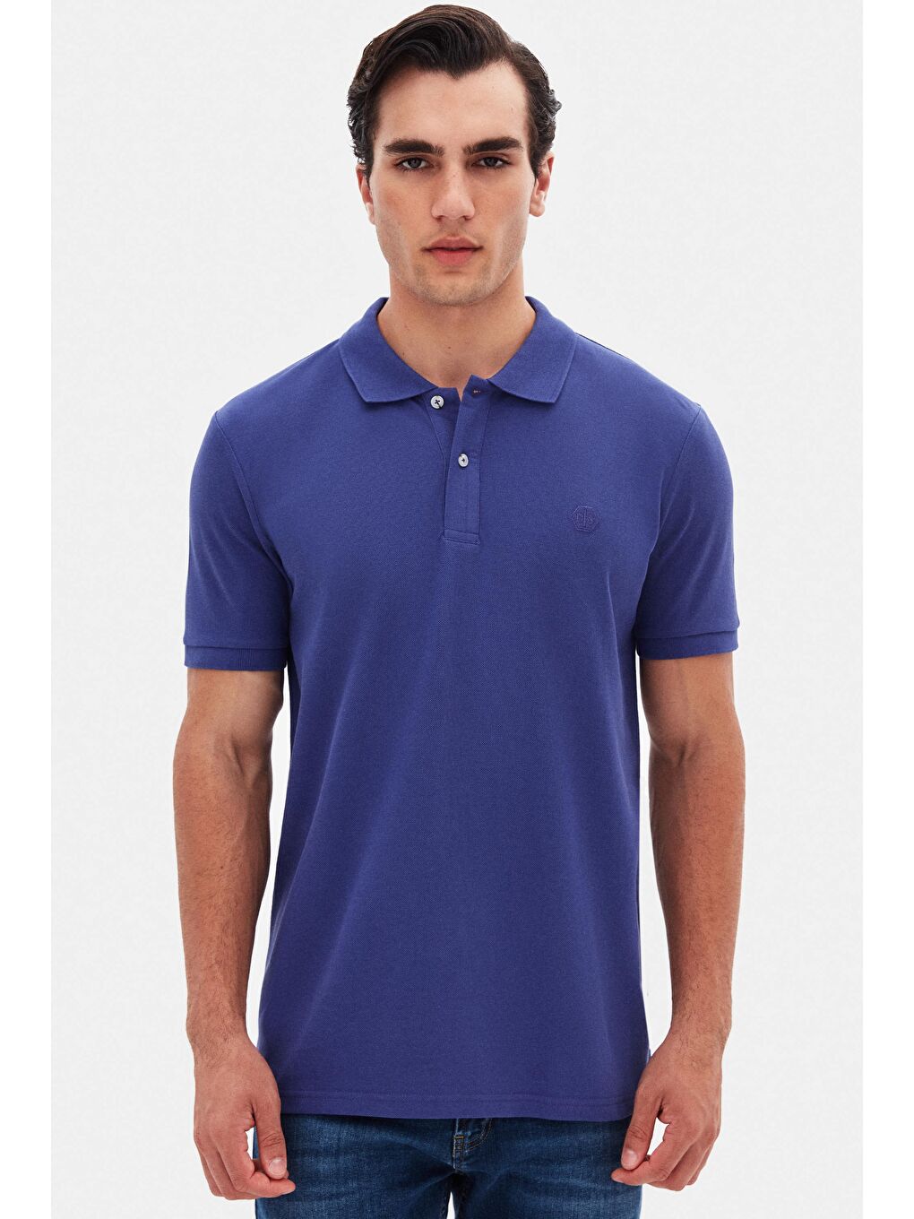 Regular Fit Mor %100 Pamuklu Uzun Ömürlü Kıvrılmaz Polo Yaka Nakışlı T-Shirt
