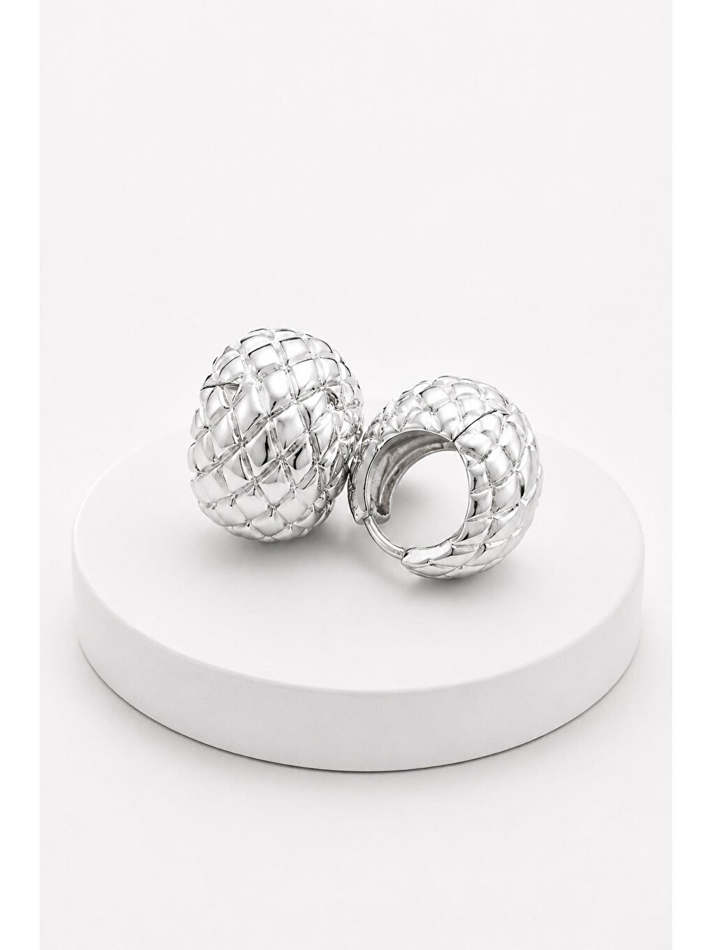 Gri Kroko Chunky Halka Küpe-2