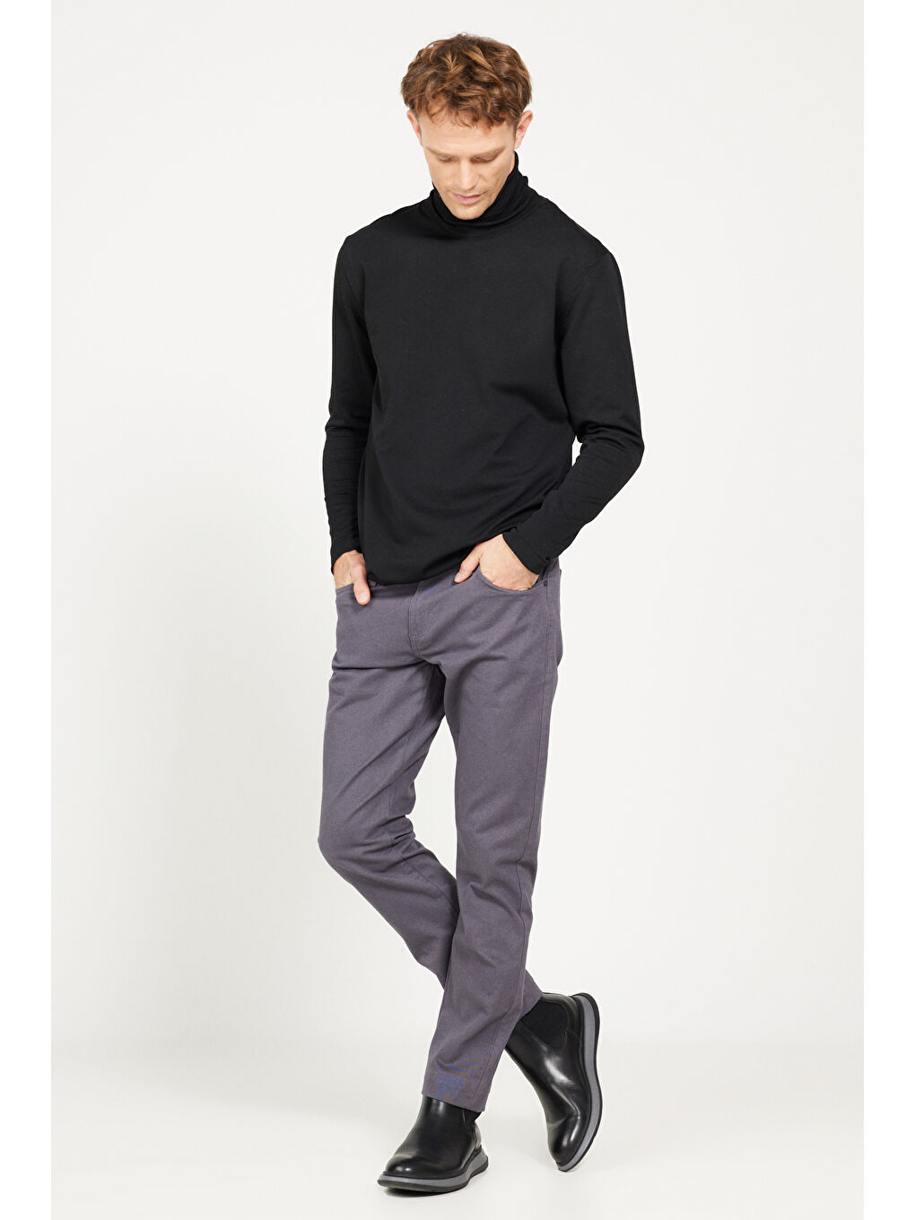 Erkek Antrasit Slim Fit Dar Kesim 5 Cep Pamuklu Esnek Pantolon-4