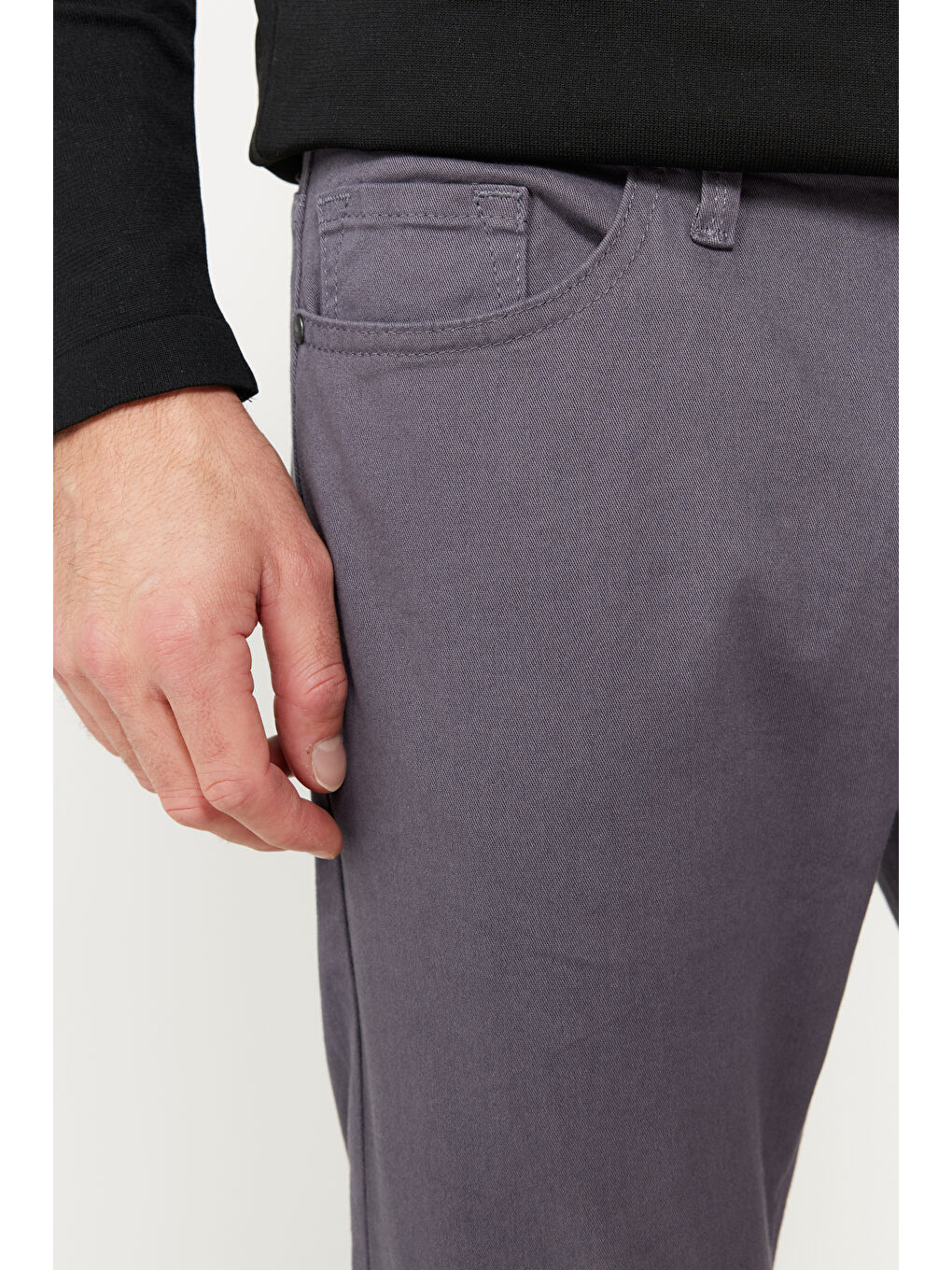 Erkek Antrasit Slim Fit Dar Kesim 5 Cep Pamuklu Esnek Pantolon-5