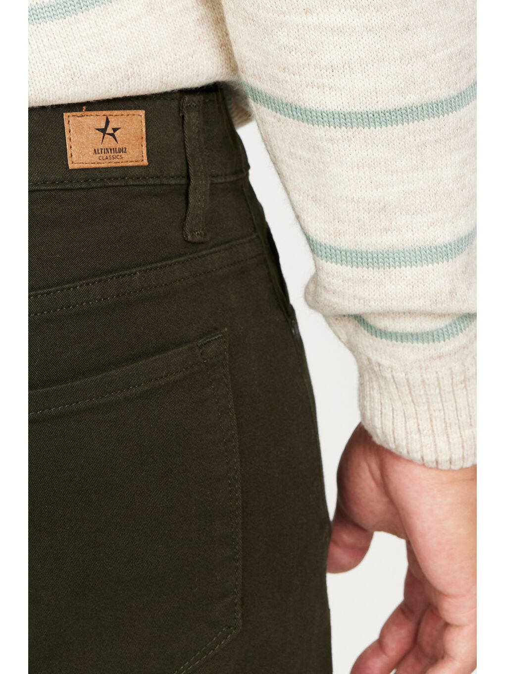 Erkek Haki Slim Fit Dar Kesim 5 Cep Pamuklu Esnek Pantolon-4