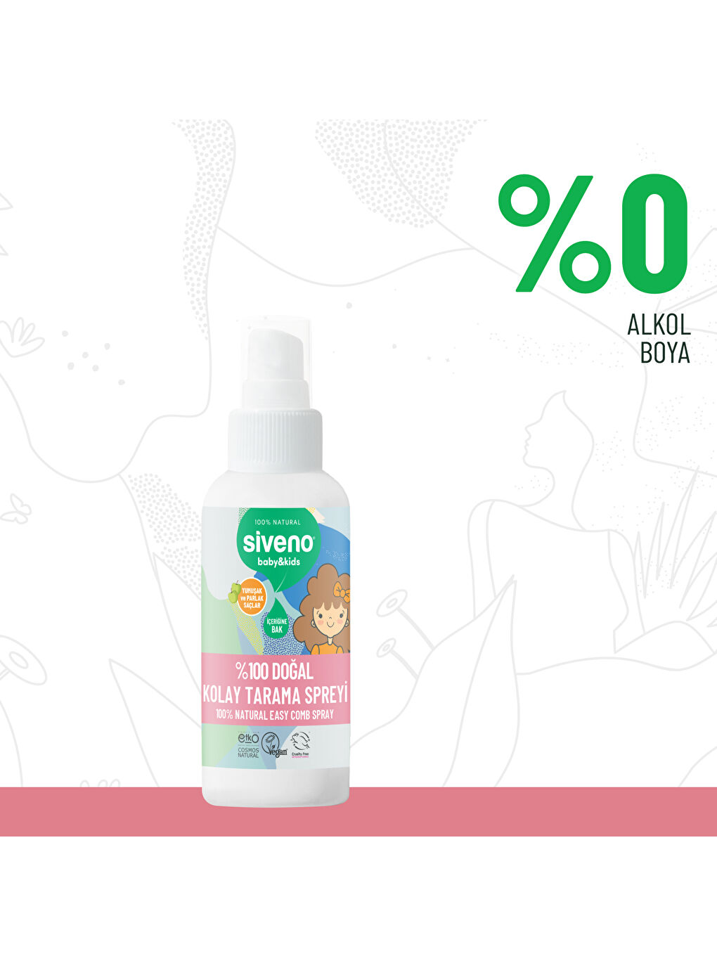 %100 Doğal Kolay Tarama Spreyi Çocuklar İçin Nemlendirici Hindistan Cevizi Yağlı 100 ml-2