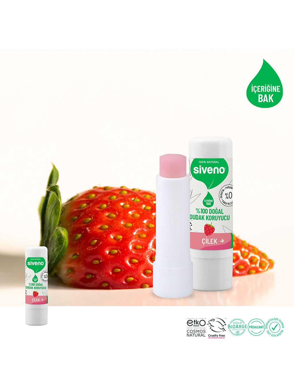 %100 Doğal Dudak Koruyucu Çilek Bitkisel Lip Balm Dudak Kremi Nemlendirici Parlatıcı Onarıcı 6 gr-2