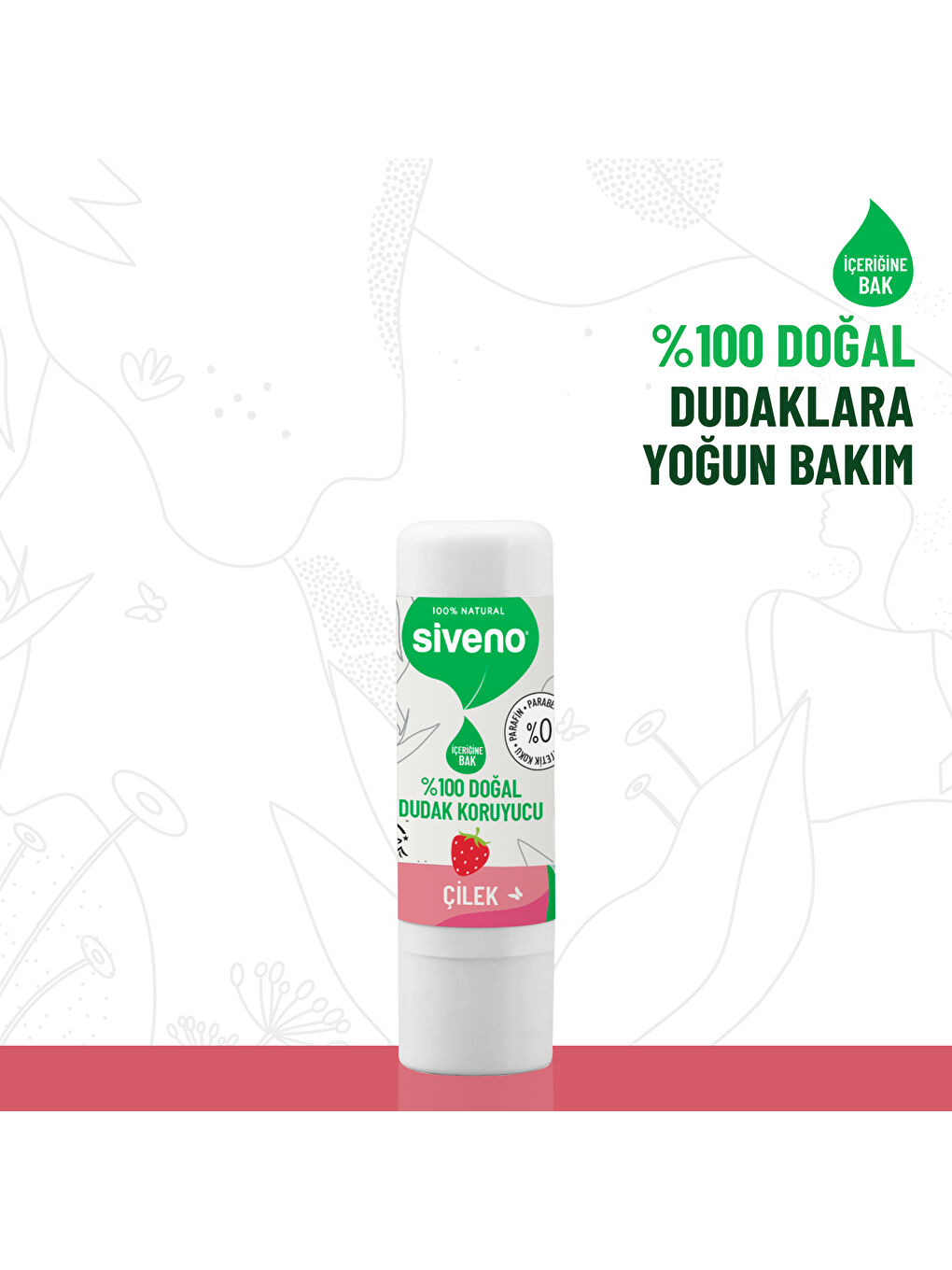 %100 Doğal Dudak Koruyucu Çilek Bitkisel Lip Balm Dudak Kremi Nemlendirici Parlatıcı Onarıcı 6 gr-3