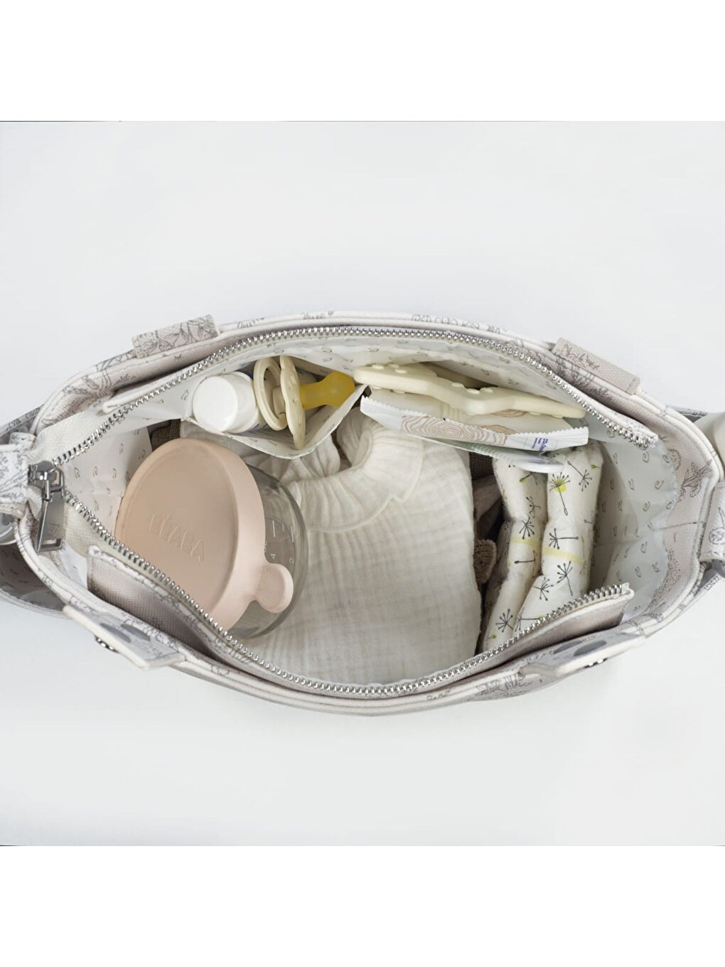 Toile de Jouy Crossbody Bebek Bakım Çantası Cream-7