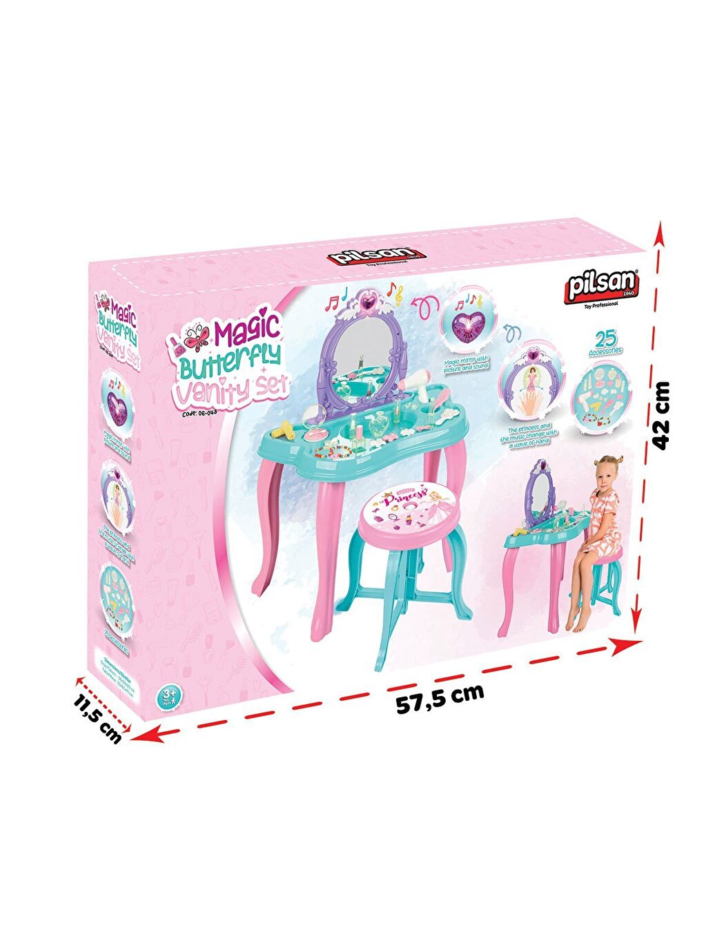 PILSAN Sihirli Kelebek Makyaj Masası Pembe 06 048 - 3
