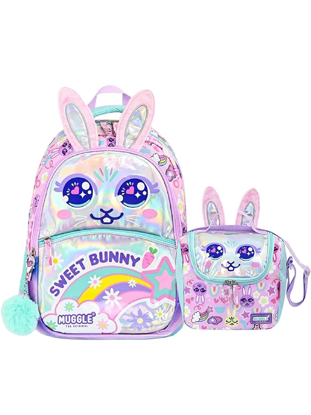 2 Bölmeli Bunny Okul Çantası + Termoslu Beslenme Çantası
