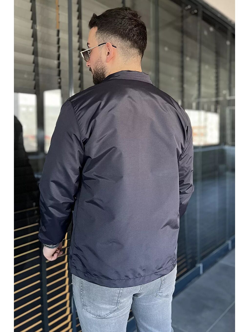 Lacivert Erkek Fermuarlı Ve Çıtçıtlı Çift Cepli Mevsimlik Mont-2