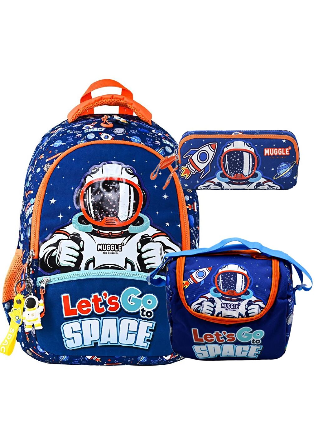 3 Bölmeli Astro Okul Çantası + Beslenme Çantası + Kalemlik 3 Lü Set