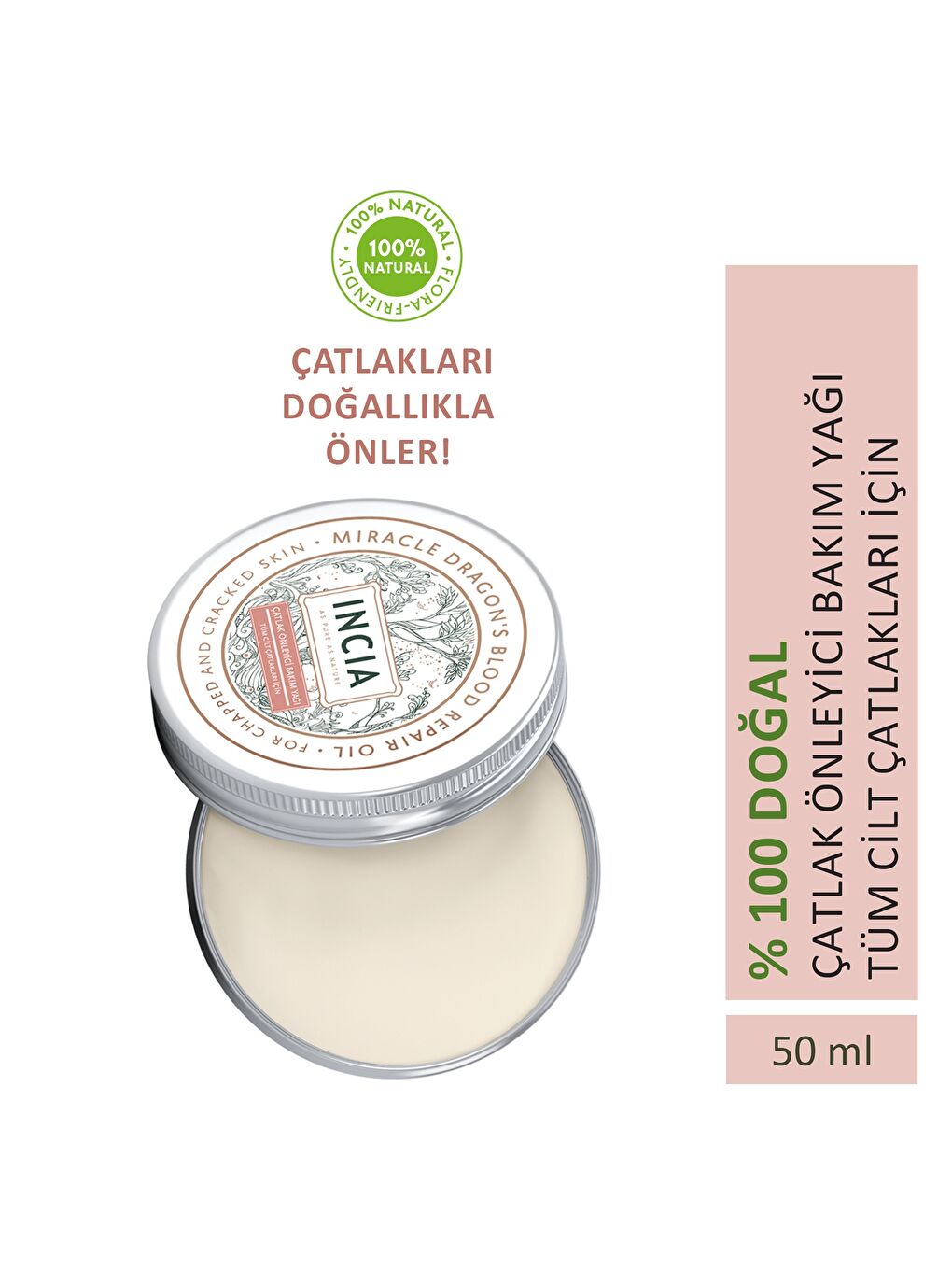 %100 Doğal Çatlak Önleyici Yağ Tüm Cilt Çatlakları İçin Organik Dirsek Topuk Vegan 50 ml