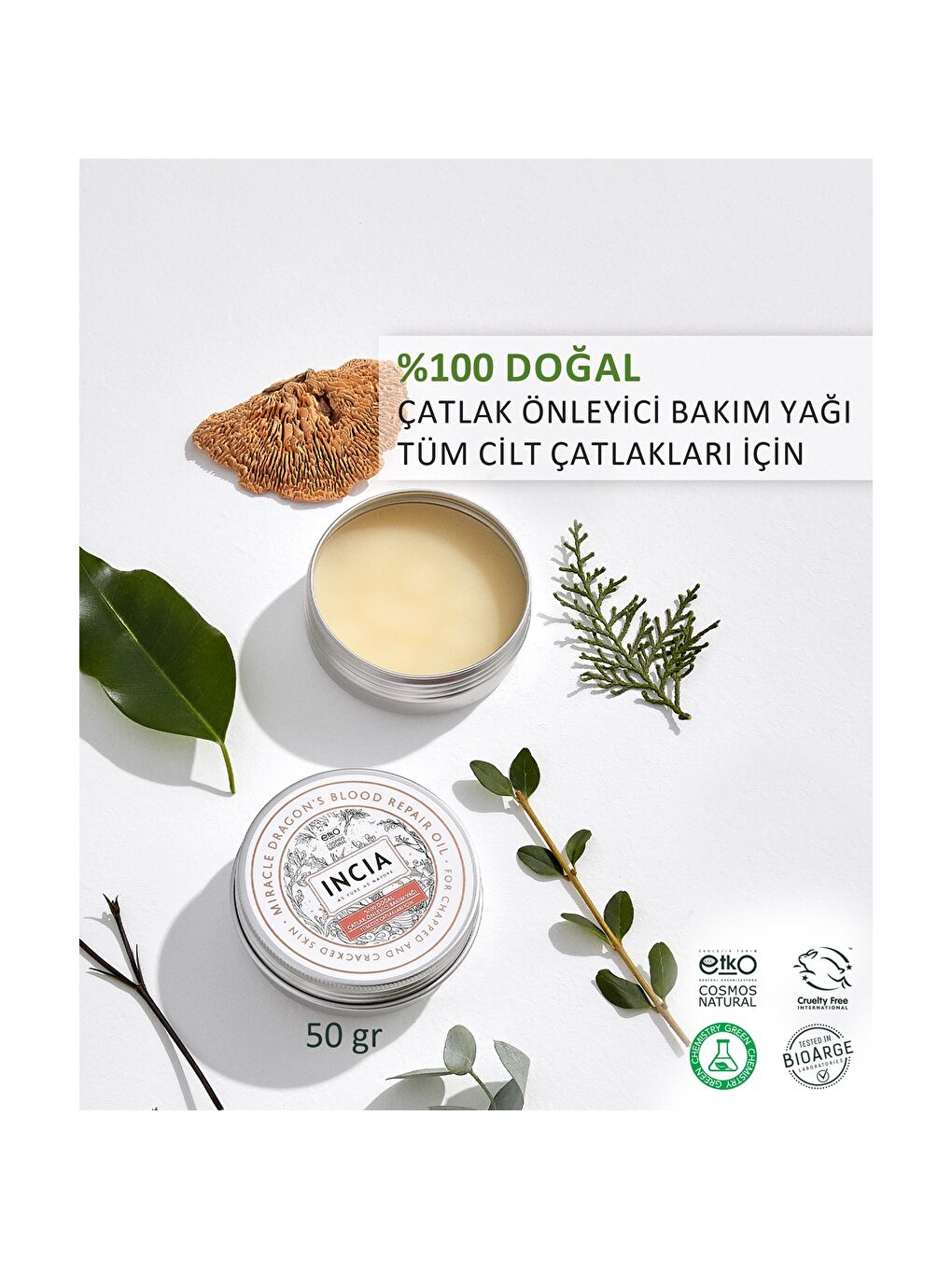 %100 Doğal Çatlak Önleyici Yağ Tüm Cilt Çatlakları İçin Organik Dirsek Topuk Vegan 50 ml-2