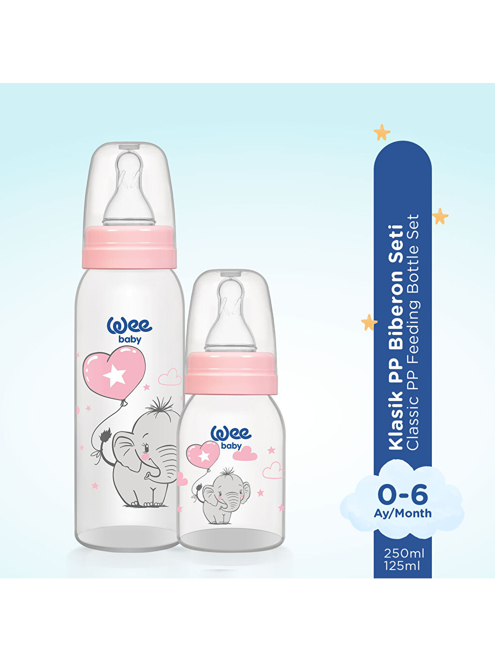 Klasik Biberon Seti 125 ml + 250 ml Pembe-1