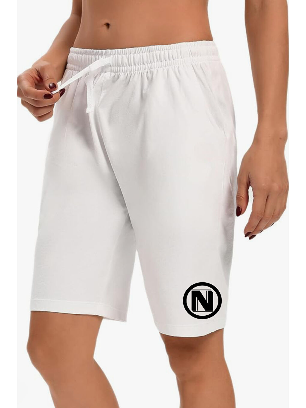 Ekru Erkek N Baskılı Slim Fit Kalıp Şort SPR25SRk082-1