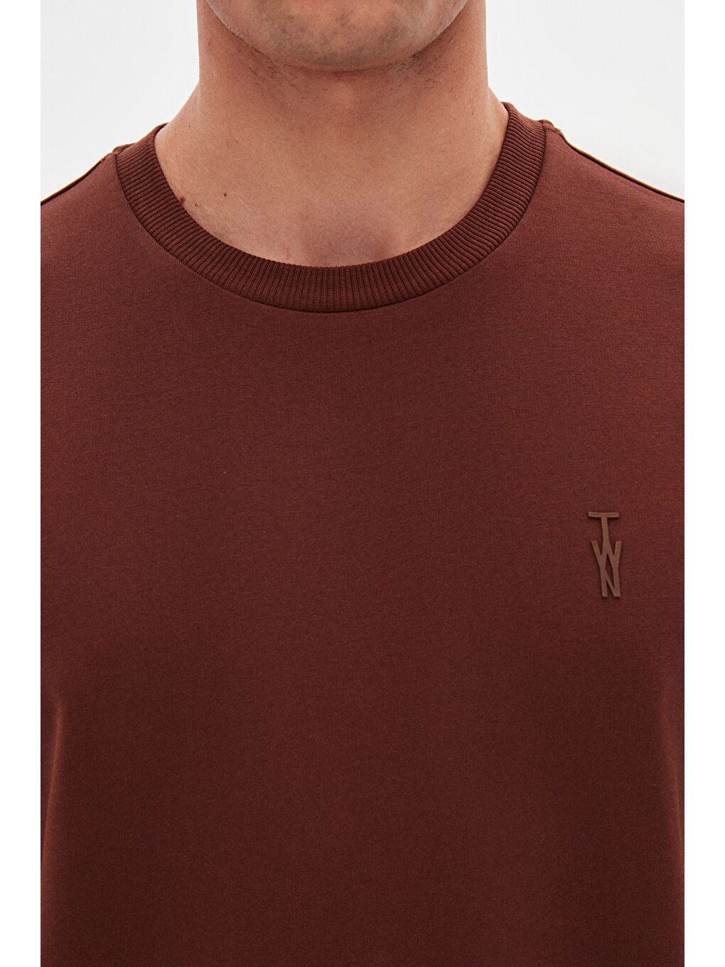 Twn Slim Fit Kahverengi Düz T-Shirt-3