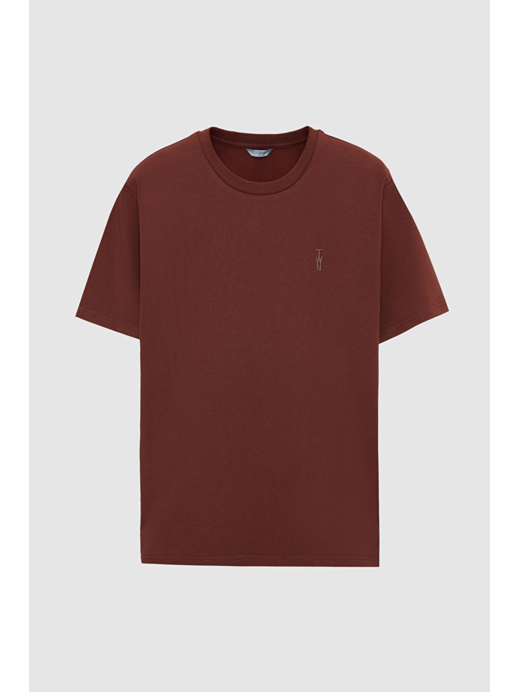 Twn Slim Fit Kahverengi Düz T-Shirt-4