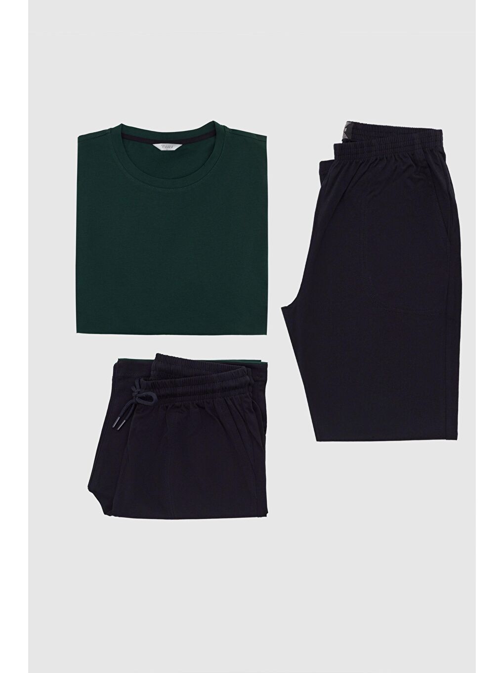 Twn Yeşil %100 Pamuklu Kısa Kollu 3'Lü Pijama Takimi-4