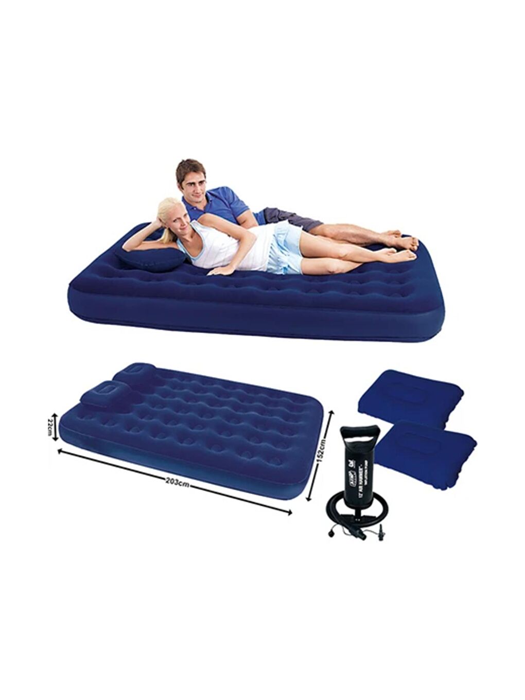 67374 Çift Kişilik Şişme Yatak Seti 203cm X 152 X 22cm + Pompa-3