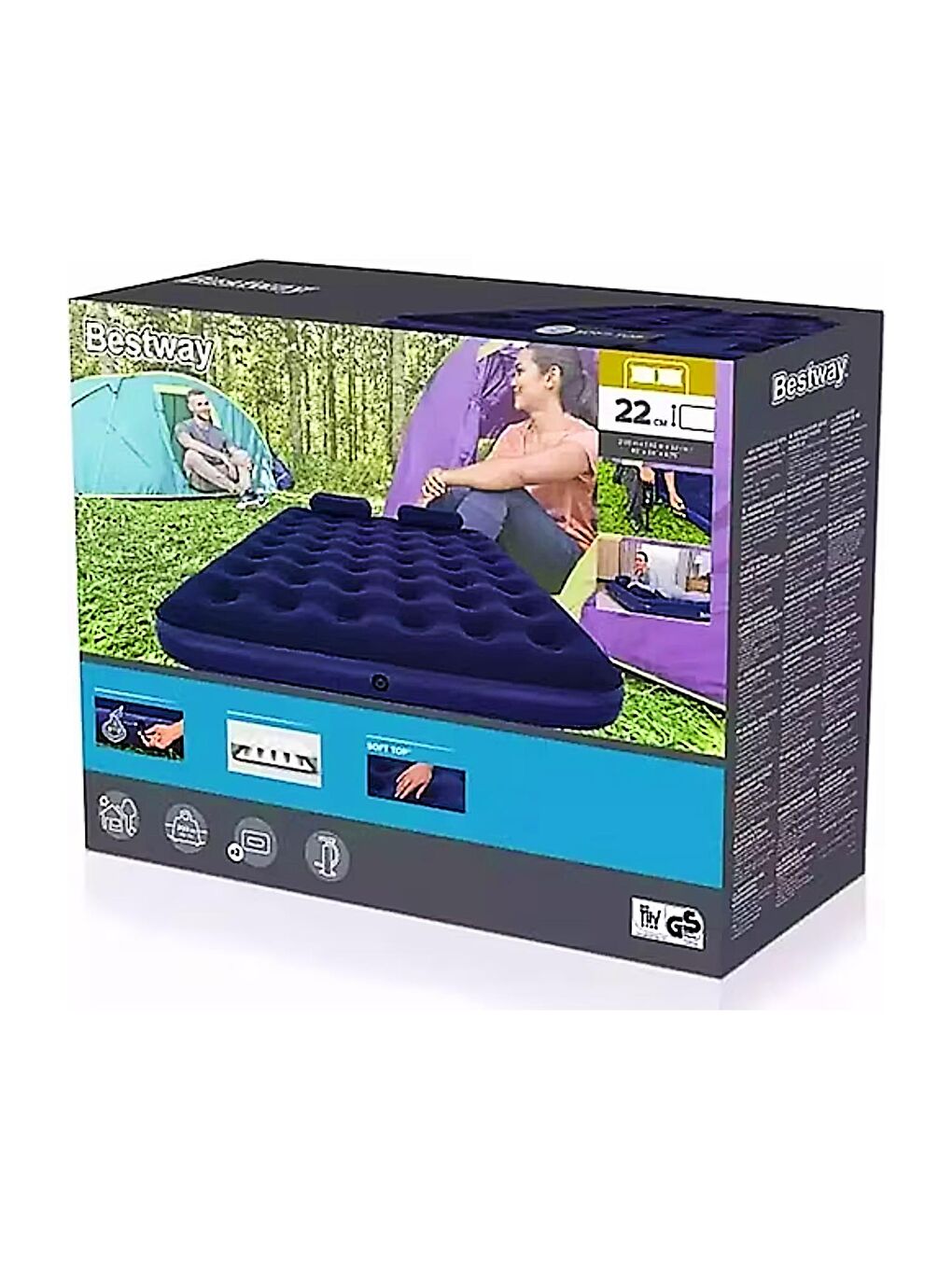 67374 Çift Kişilik Şişme Yatak Seti 203cm X 152 X 22cm + Pompa-4