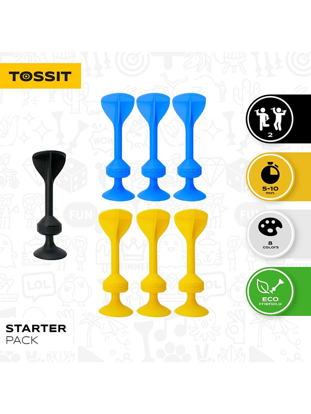 TOSSIT Silikon Dart Başlangıç Seti (Mavi, Sarı)-3