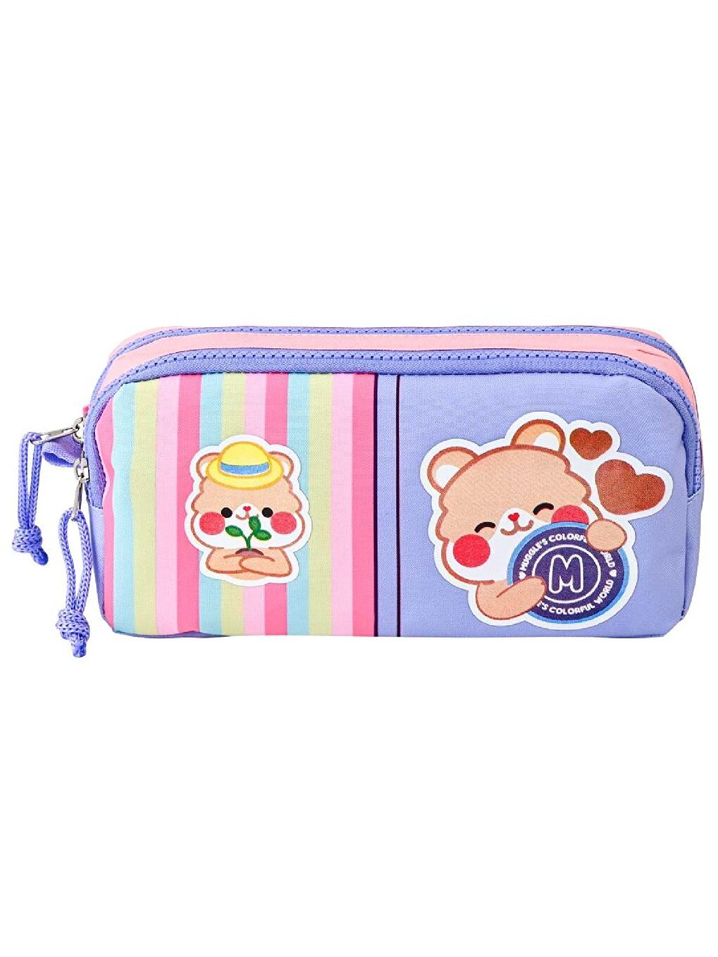 2 Bölmeli Kawaii Bear Kalemlik Pembe-Mor (MU-5918)