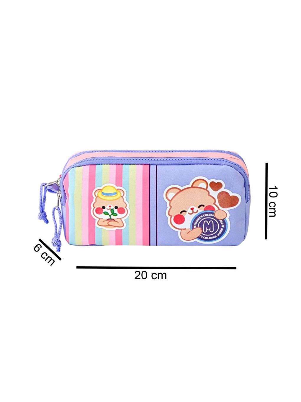 2 Bölmeli Kawaii Bear Kalemlik Pembe-Mor (MU-5918)-1