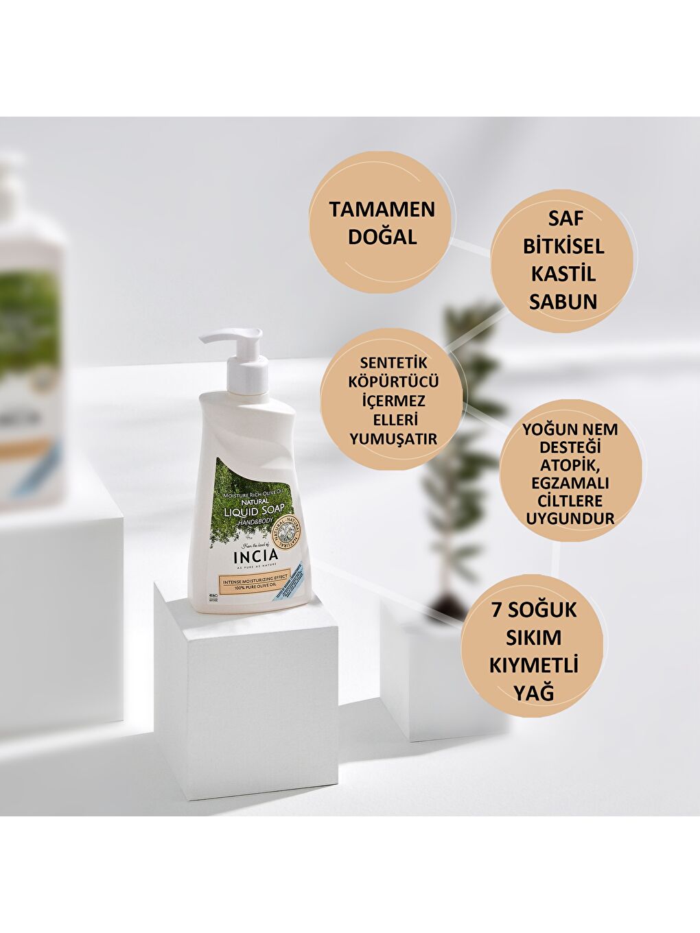 %100 Doğal Sıvı Kastil Sabunu Yoğun Nemlendirici Zeytinyağlı 10 Bitkisel Değerli Yağ Vegan 250 ml-2