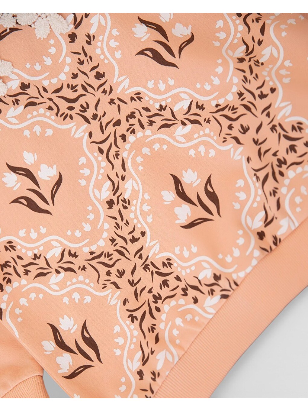 Pembe Kız Çocuk Mevsimlik Antik Desenli Bebe Yakalı 2-3-4-5-6 Yaş 2 İplik Eşofman Takımı-4