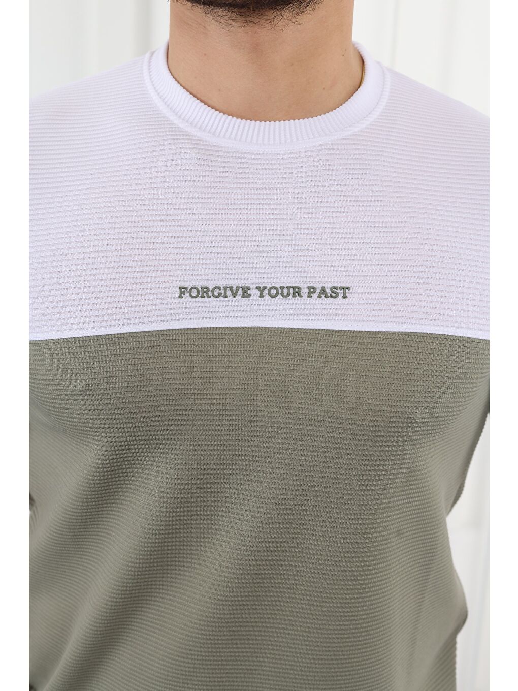 Yeşil Çift Renk Baskılı Tişört-1