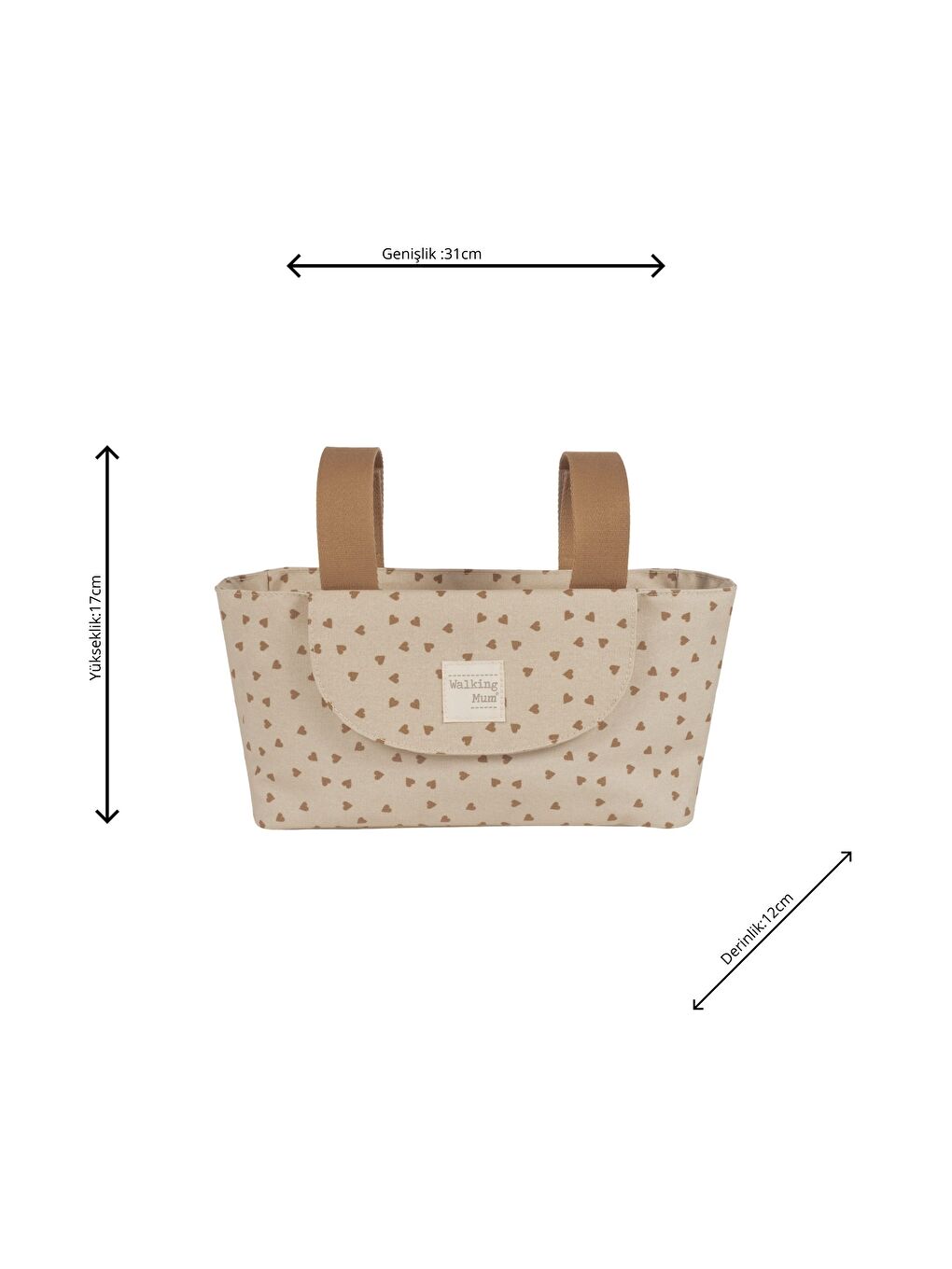 Poppy Bebek Arabası Kalpli Organizer Çanta Cinnamon-7