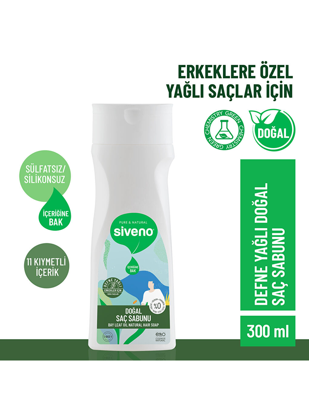 %100 Doğal Saç Sabunu Defne Yağlı Bal Avokado 9 Değerli Bitki Erkekler İçin Bitkisel Şampuan 300 ml-2