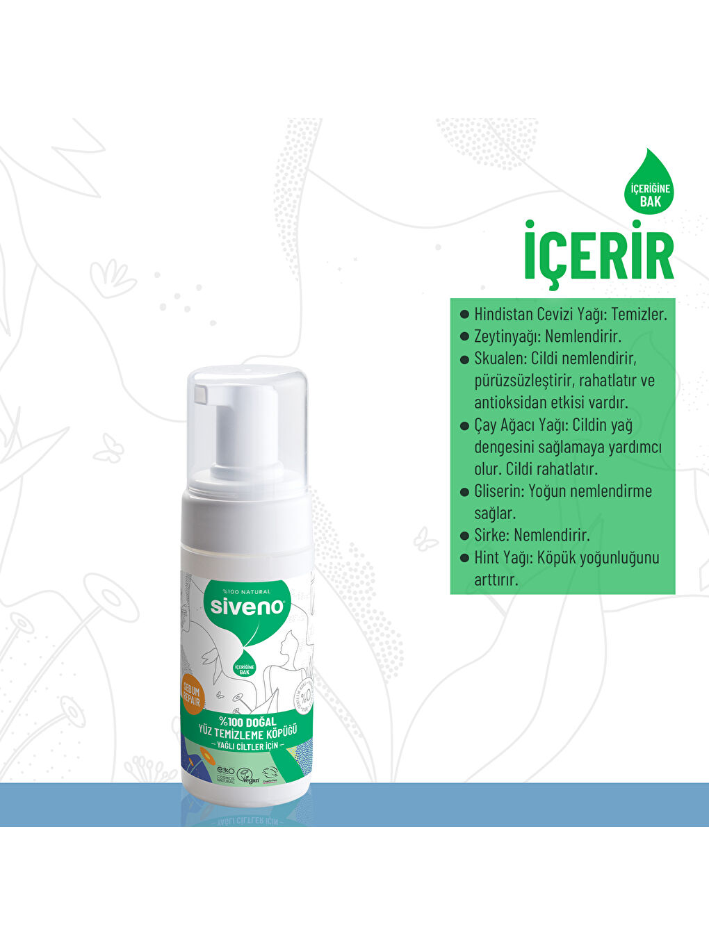 %100 Doğal Yüz Temizleme Köpüğü Yağlı Ciltler İçin Makyaj Siyah Nokta Sivilce Vegan 100 ml-1