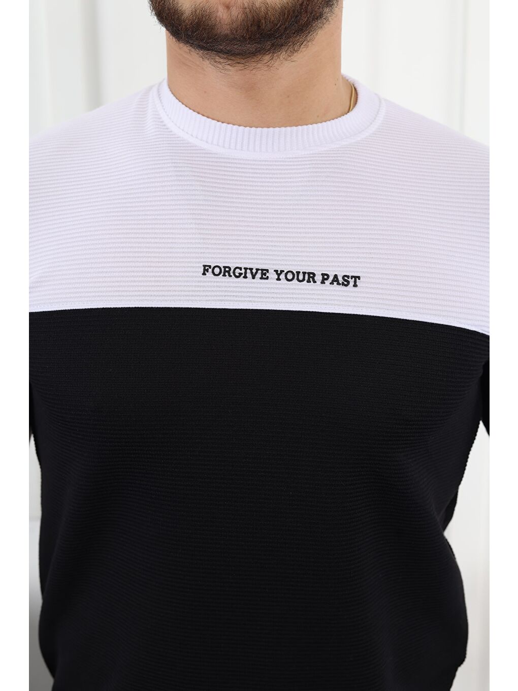 Siyah Çift Renk Baskılı Tişört-1